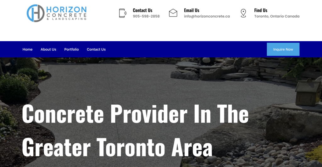 Horizon Concrete and Landscaping Website Design PM